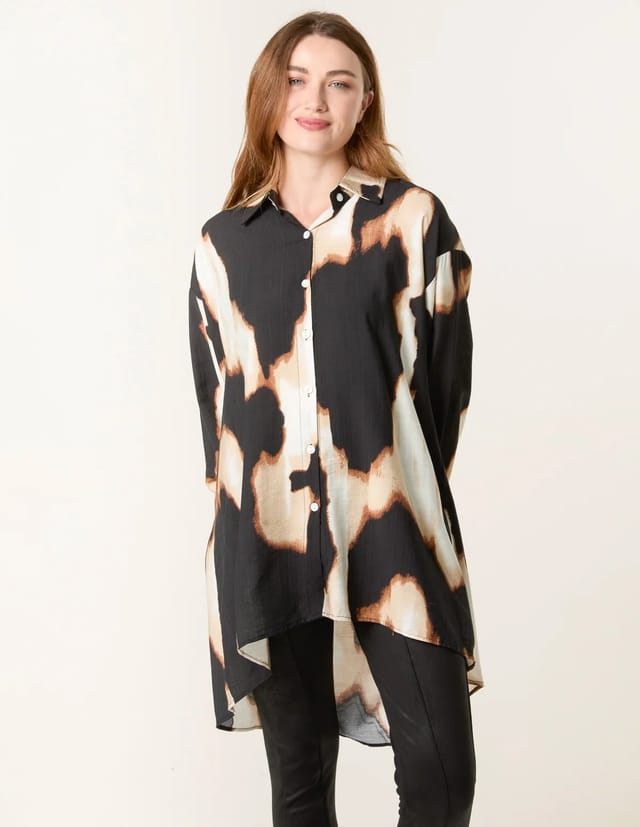 Blue Vanilla Abstract Cow-Print Shirt - 3