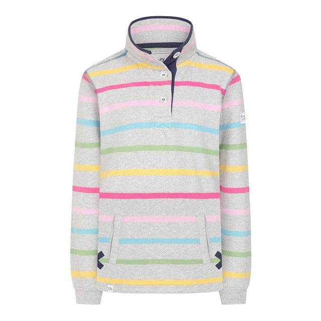 Lazy Jacks Lazy Jacks Women's Striped Button Neck Winter Sweatshirt - 2