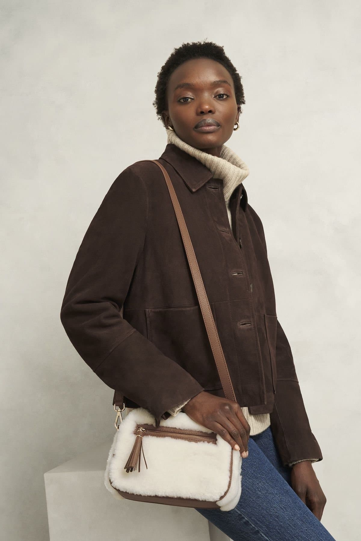 Hobbs London Hobbs London Warm White Shearling Bag