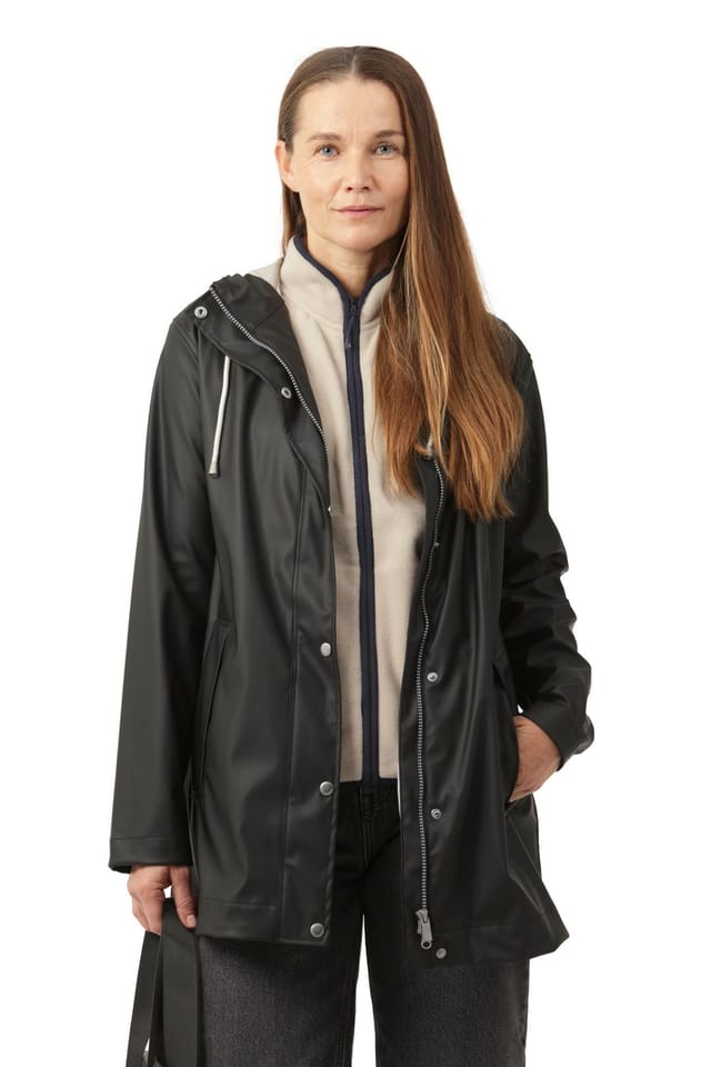 ILSE JACOBSEN Ilse Jacobsen Women's Rain Longer Waterproof Jacket Black Beauty - 2