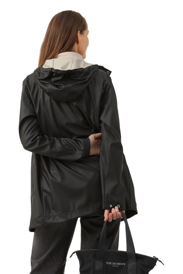 ILSE JACOBSEN Ilse Jacobsen Women's Rain Longer Waterproof Jacket Black Beauty - 3