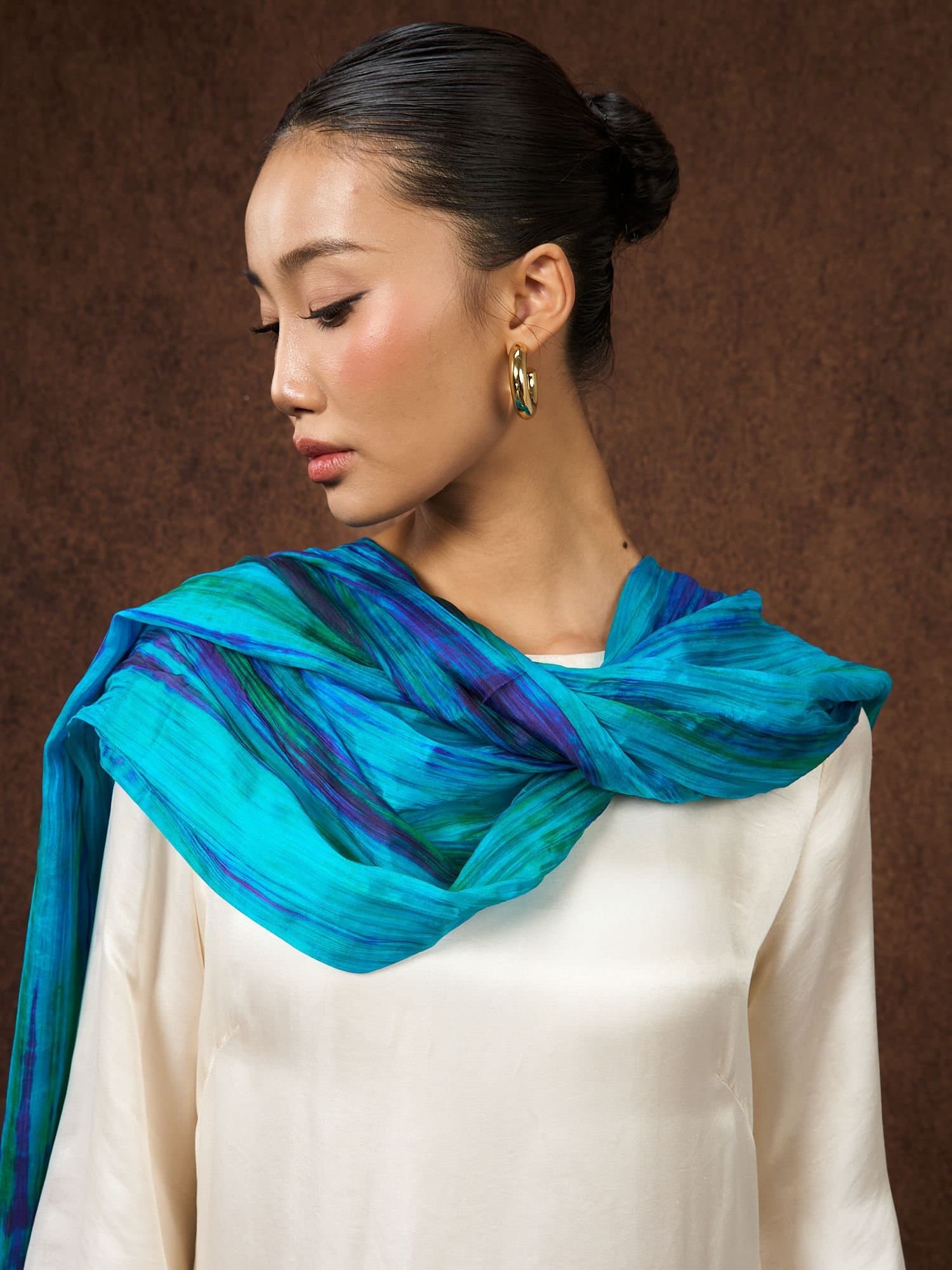 Silk and Bears Silk and Bears Turquoise & Peacock Blue Silk Scarf
