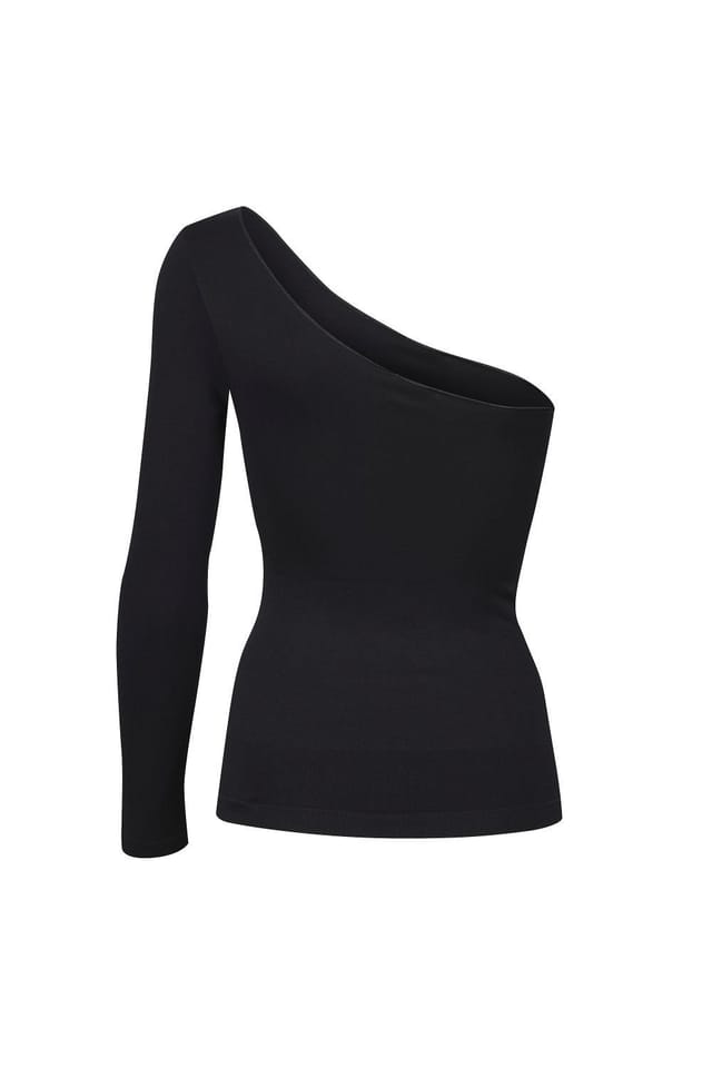 Ruey Ruey Women's Essentials One Shoulder Top Sculpting Smoothing Stretch Fit in Black - 2