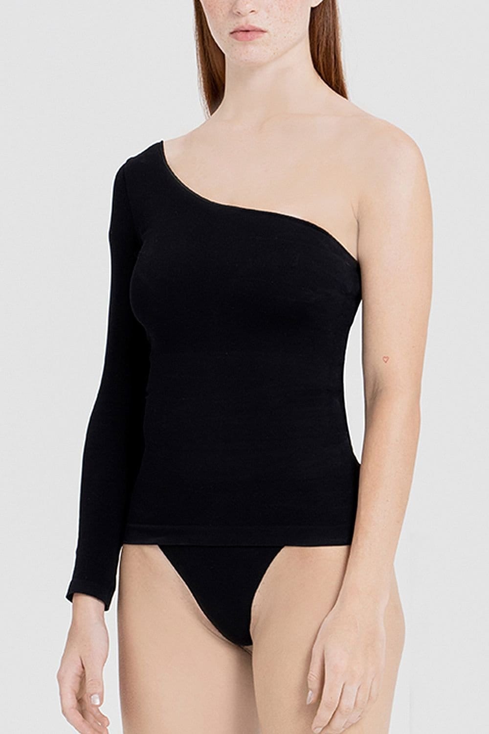 Ruey Ruey Women's Essentials One Shoulder Top Sculpting Smoothing Stretch Fit in Black - 4