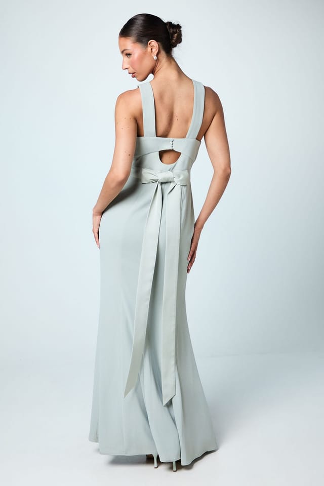Coast Coast Women's Halter Neck Satin Bridesmaid Dress with Tie Back Detail in Sage - 3