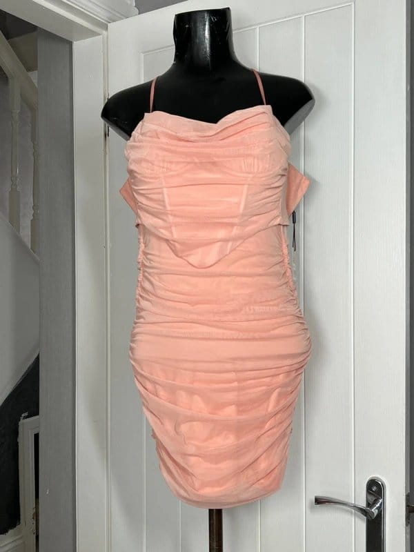 Oh Polly Blush Pink Corset Bodycon Mini Dress Size 6