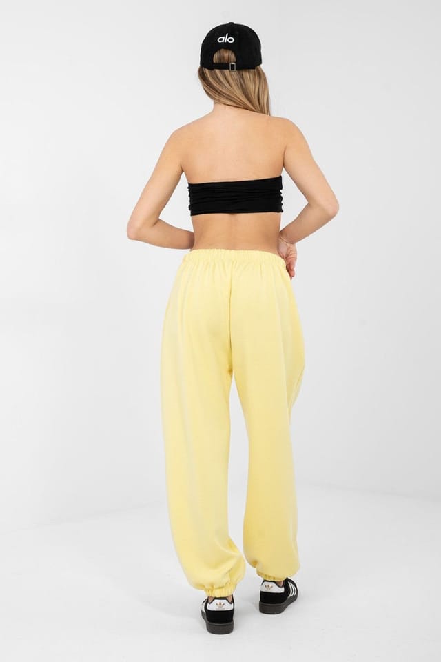 Love Lace Love Lace Women's Pleated Jogger Sweatpants in Yellow - 3