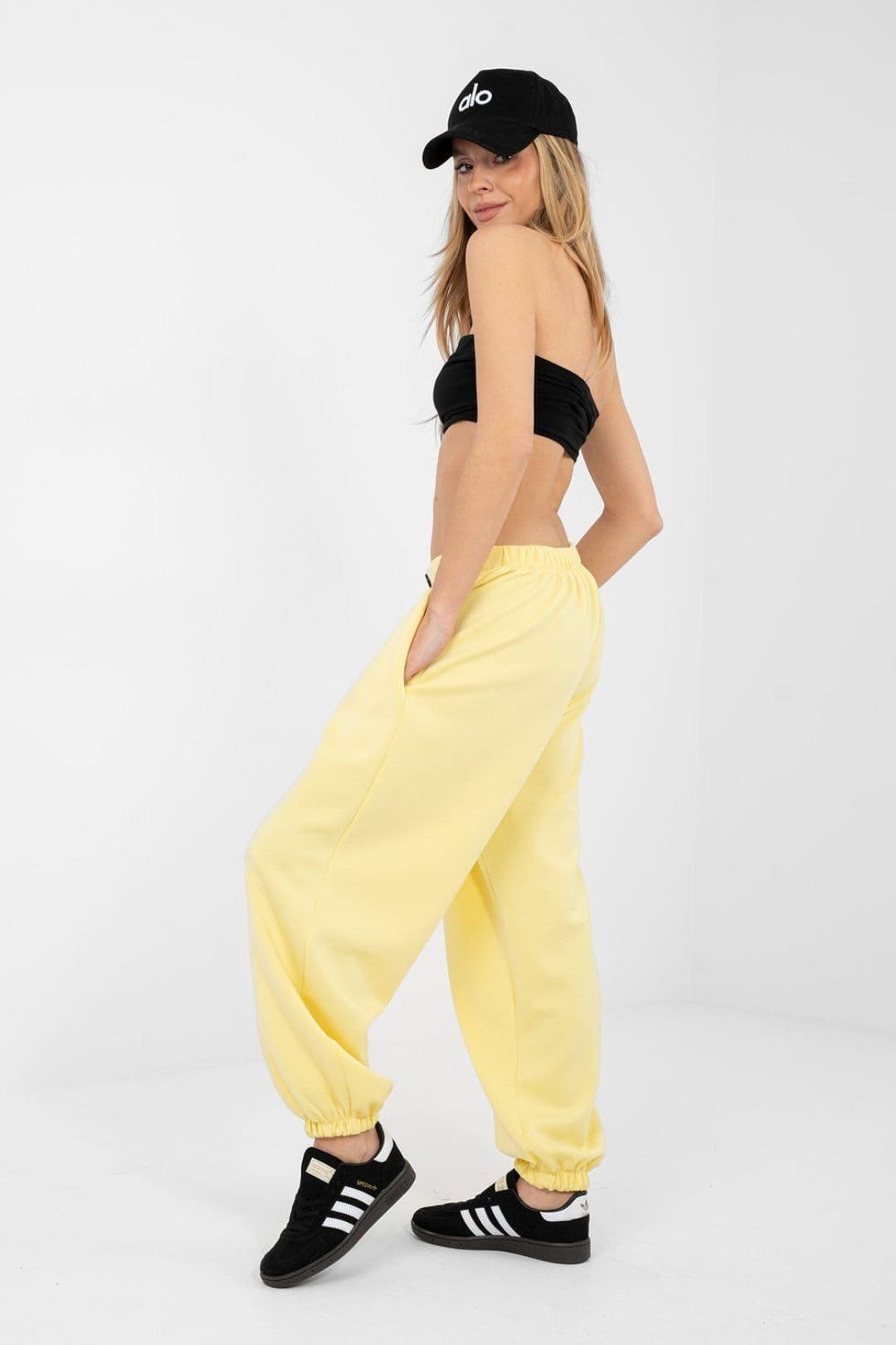 Love Lace Love Lace Women's Pleated Jogger Sweatpants in Yellow - 4