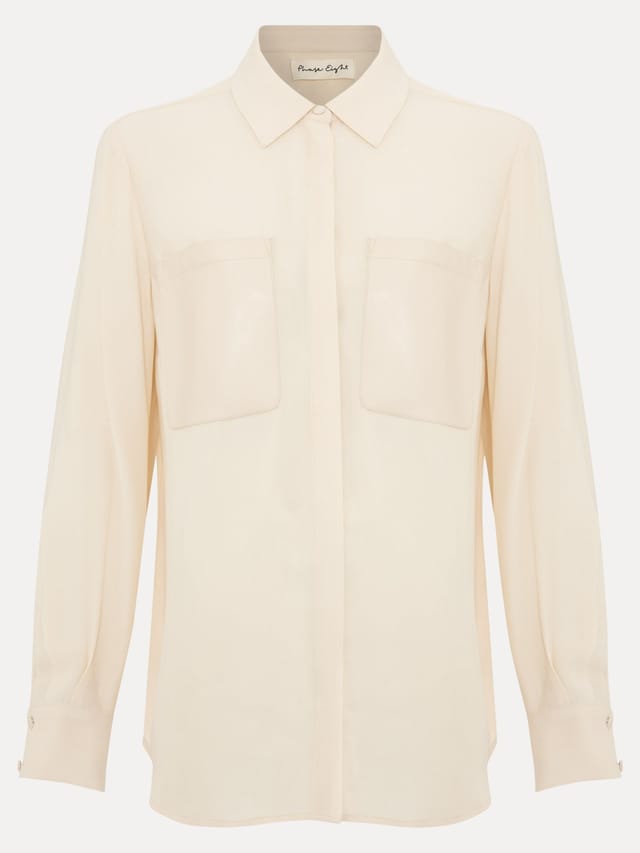 Phase Eight Phase Eight Women's Maya Pu Pocket Shirt in Cream - 2