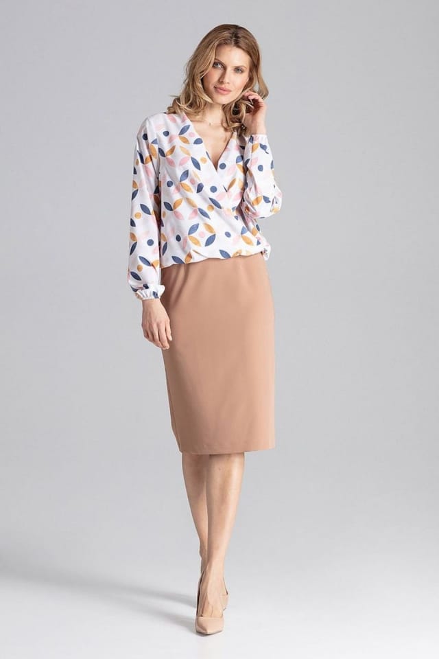 Love Lace Love Lace Women's Knee Length Pencil Skirt Overlap Back Unlined in Camel - 2