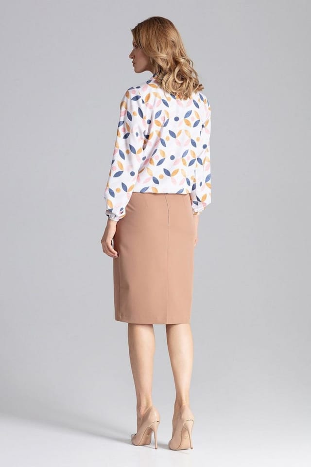 Love Lace Love Lace Women's Knee Length Pencil Skirt Overlap Back Unlined in Camel - 3