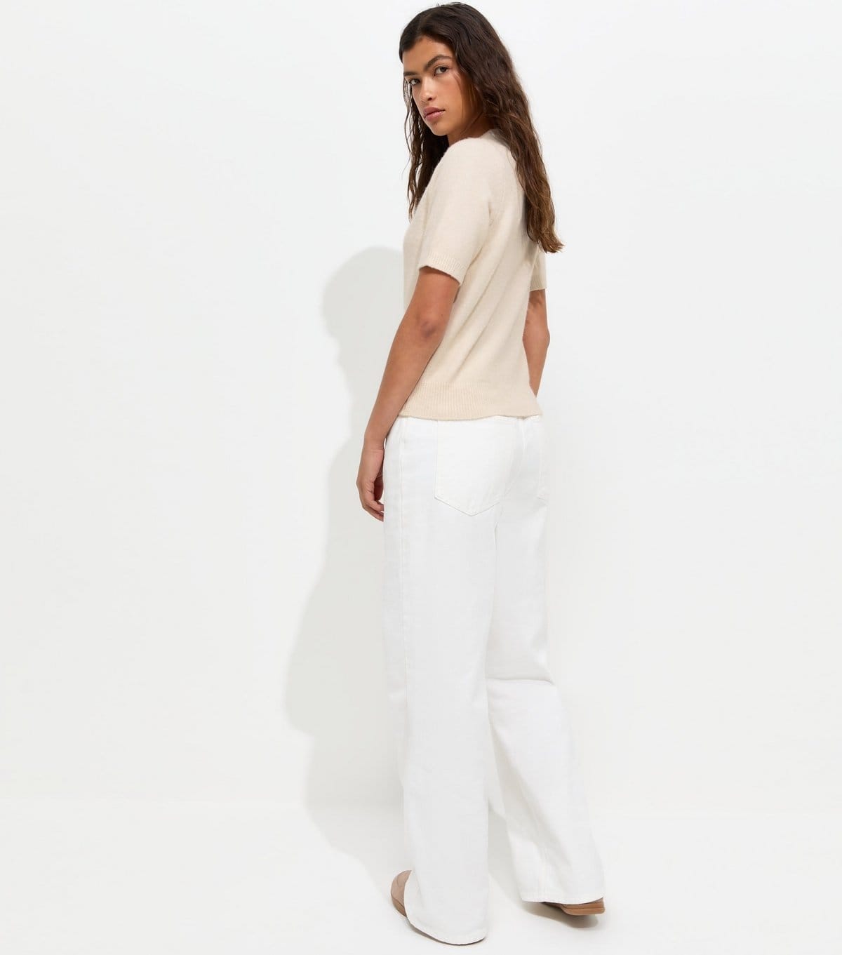New Look Women's Cream Short Sleeve Midweight Knit T-Shirt New Look - 4
