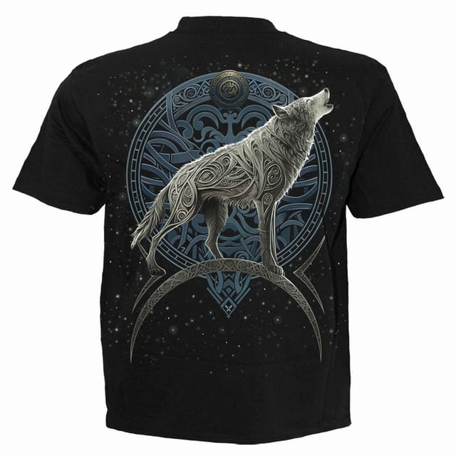 Spiral Direct Spiral Direct Men's Celtic Wolf Back Print T-Shirt in Black - 2