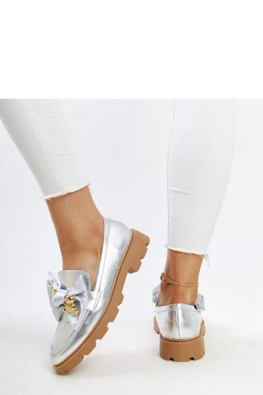 Love Lace Love Lace Women's Half Shoes Silver Synthetic Moccasin Slip On Decorative Buckle - 4