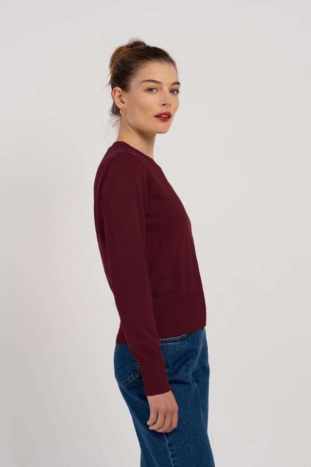 Kettlewell Kettlewell Women's Cora Cotton Sweater in Burgundy - 2