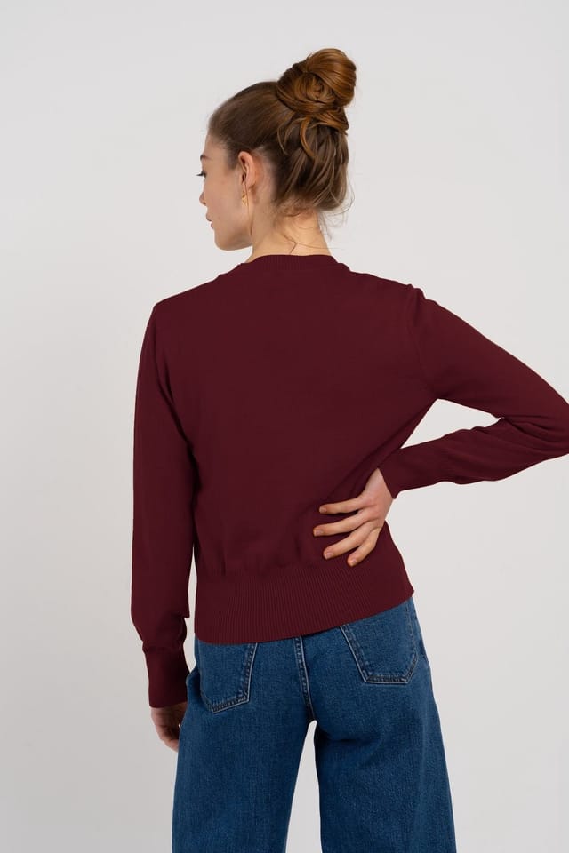 Kettlewell Kettlewell Women's Cora Cotton Sweater in Burgundy - 3