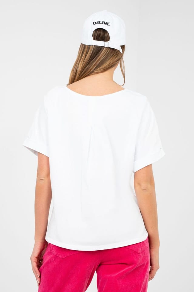 Love Lace Love Lace Women's Classic Oversized Cotton Blouse in White - 2