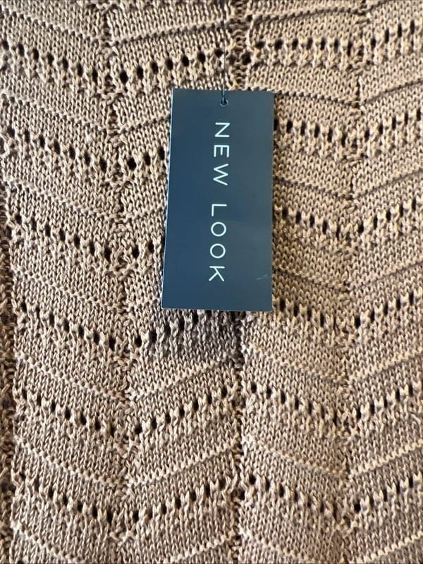 New Look New look - zig-zag crochet midi dress - size 08 - brown - 1