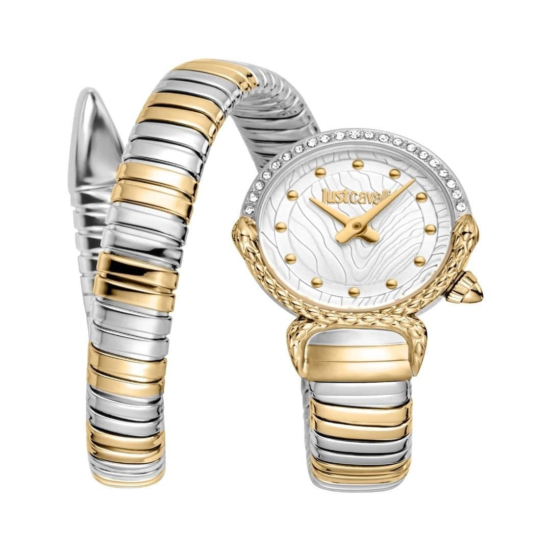 Just Cavalli Just Cavalli Women's Snake Watch, Two Tone Silver & Gold Color Diamond