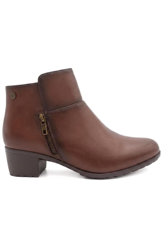 Pavers Pavers Women's Wide Fit Zip Fasten Block Heel Ankle Boots in Brown - 2