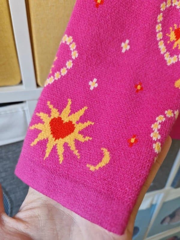 Never Fully Dressed Never fully dressed women's Pink Orange Lucy Hearts Cardigan size S (8-10)