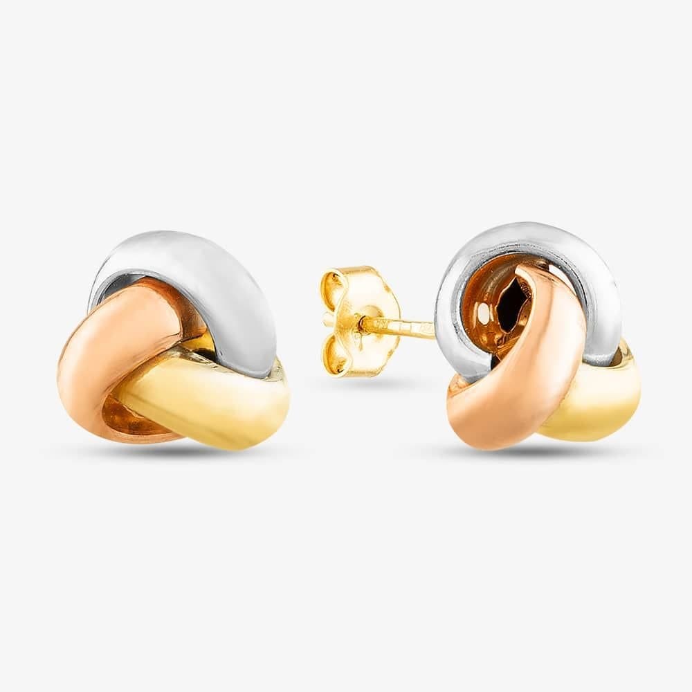 T.H.Baker T.H.Baker Women's 9ct Gold 3 Colour Knot Studs 3-55-6249