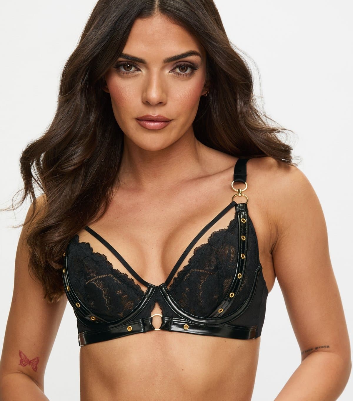 Ann Summers Women's Black Lace Buckle Detail Plunge Bra Ann Summers New Look