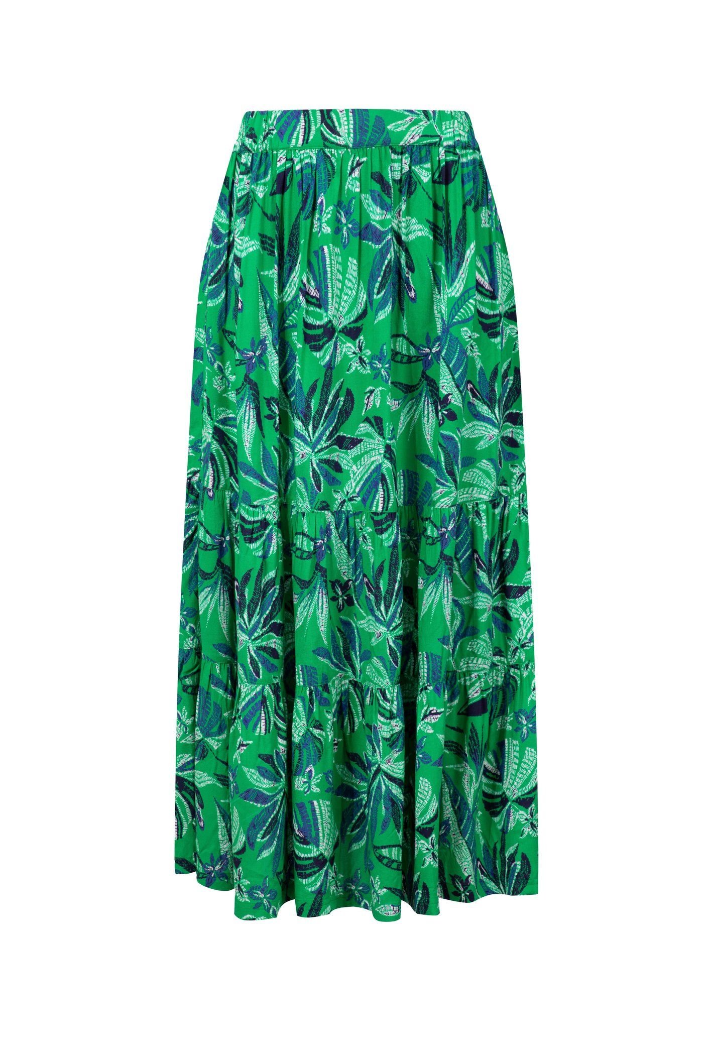Weird Fish Weird Fish Women's Cassis Printed Tiered Skirt in Green - 2