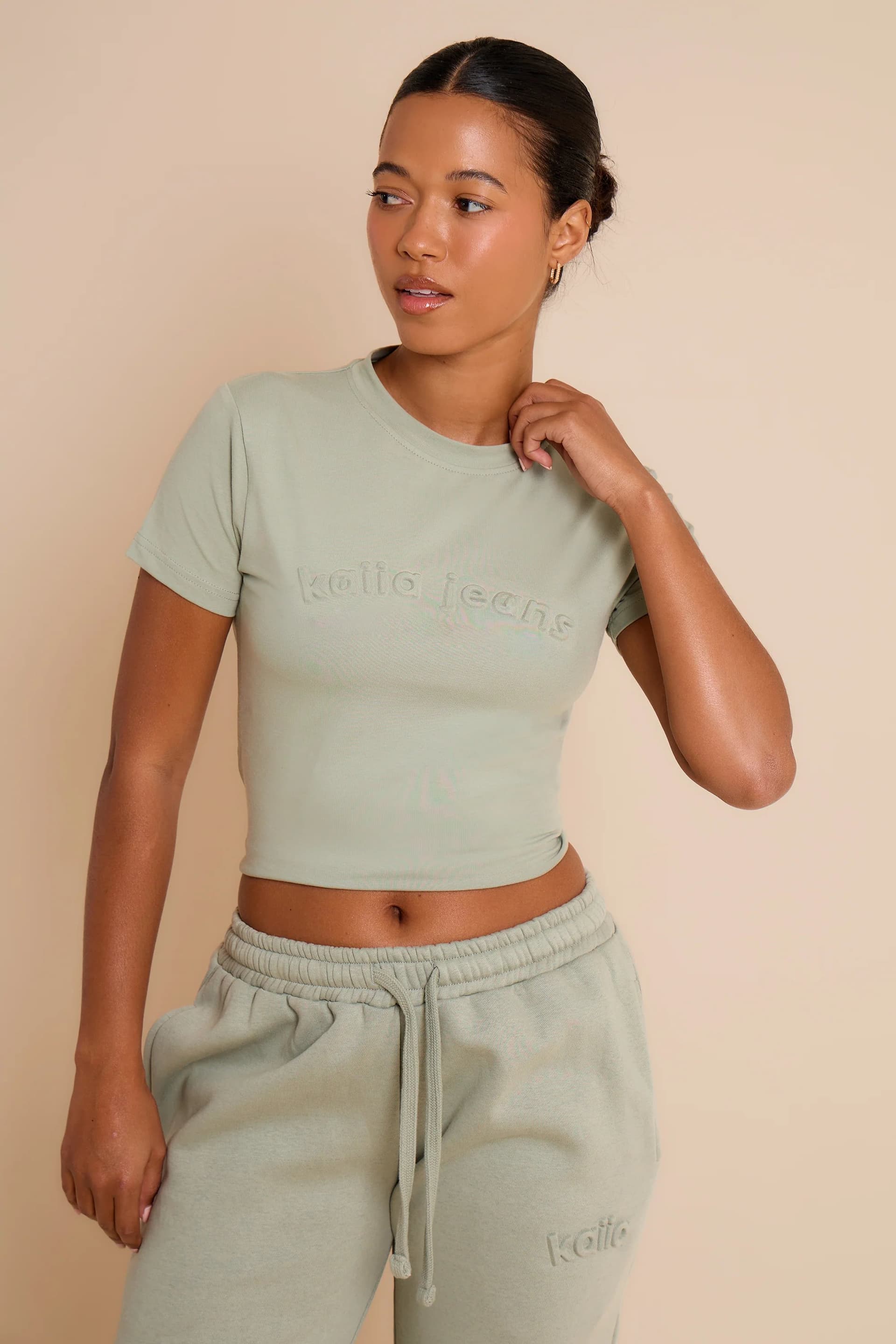 Kaiia Kaiia Eucalyptus Embossed Baby Tee