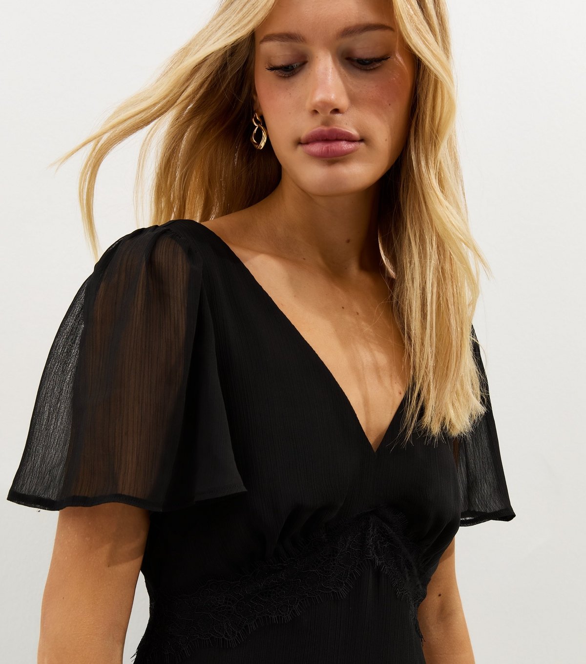 New Look Women's Black Chiffon Lace Tea Maxi Dress New Look - 2