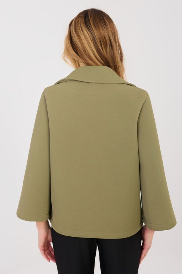 Love Lace Love Lace Women's Transitional Brooch Sleeve Coat in Green - 3