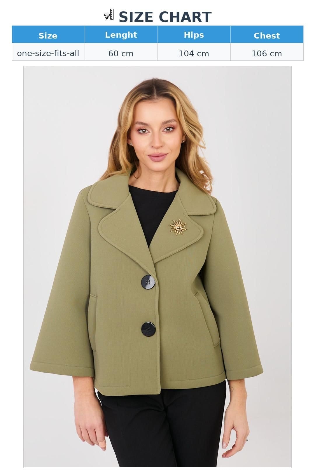 Love Lace Love Lace Women's Transitional Brooch Sleeve Coat in Green - 4