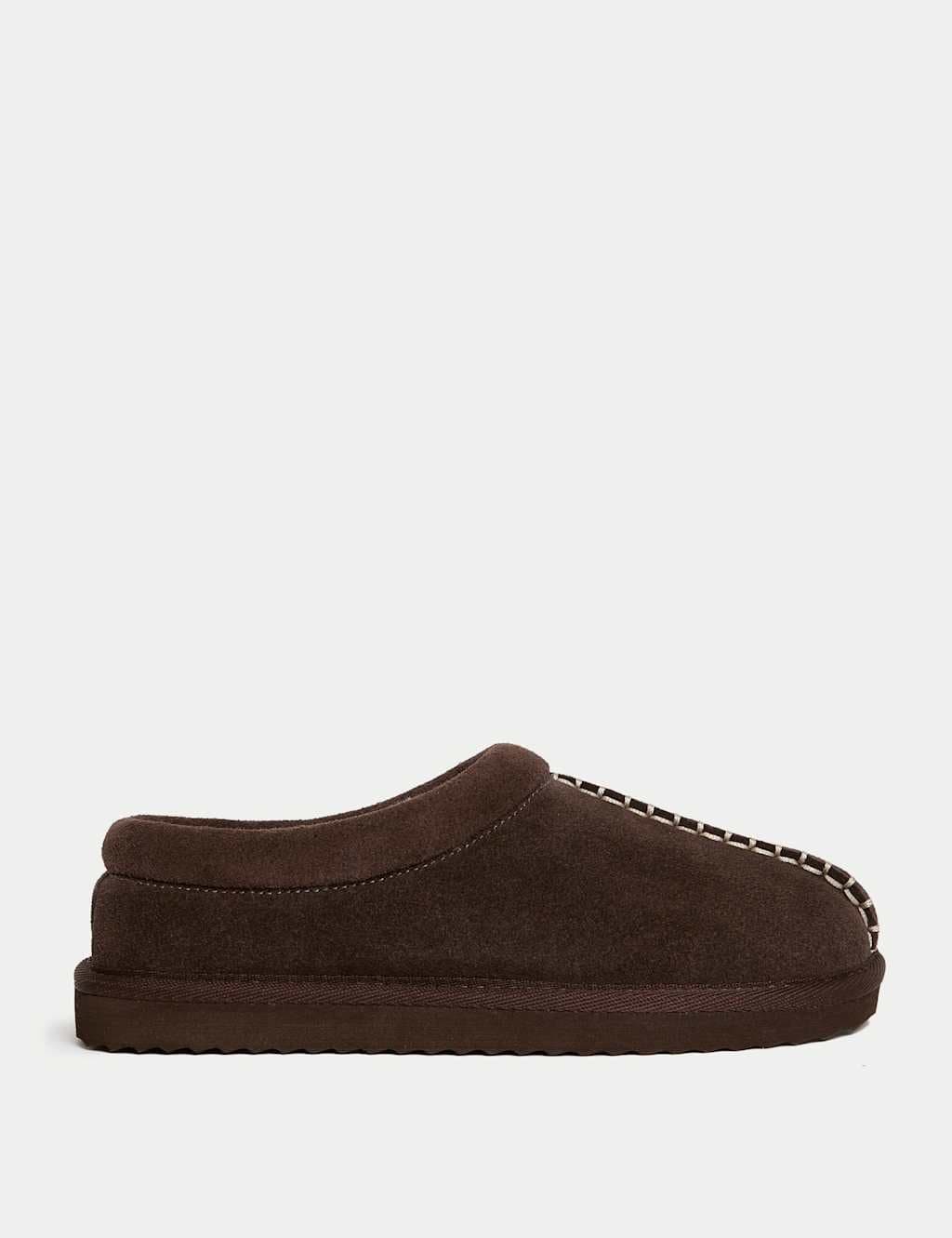 Marks & Spencer M&S Suede Faux Fur Lined Mule Clog Slippers Dark Chocolate