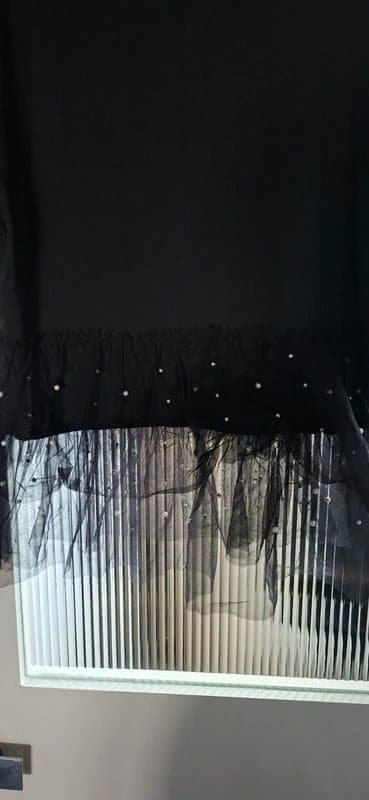 New Look New Look black tulle frill top size 14