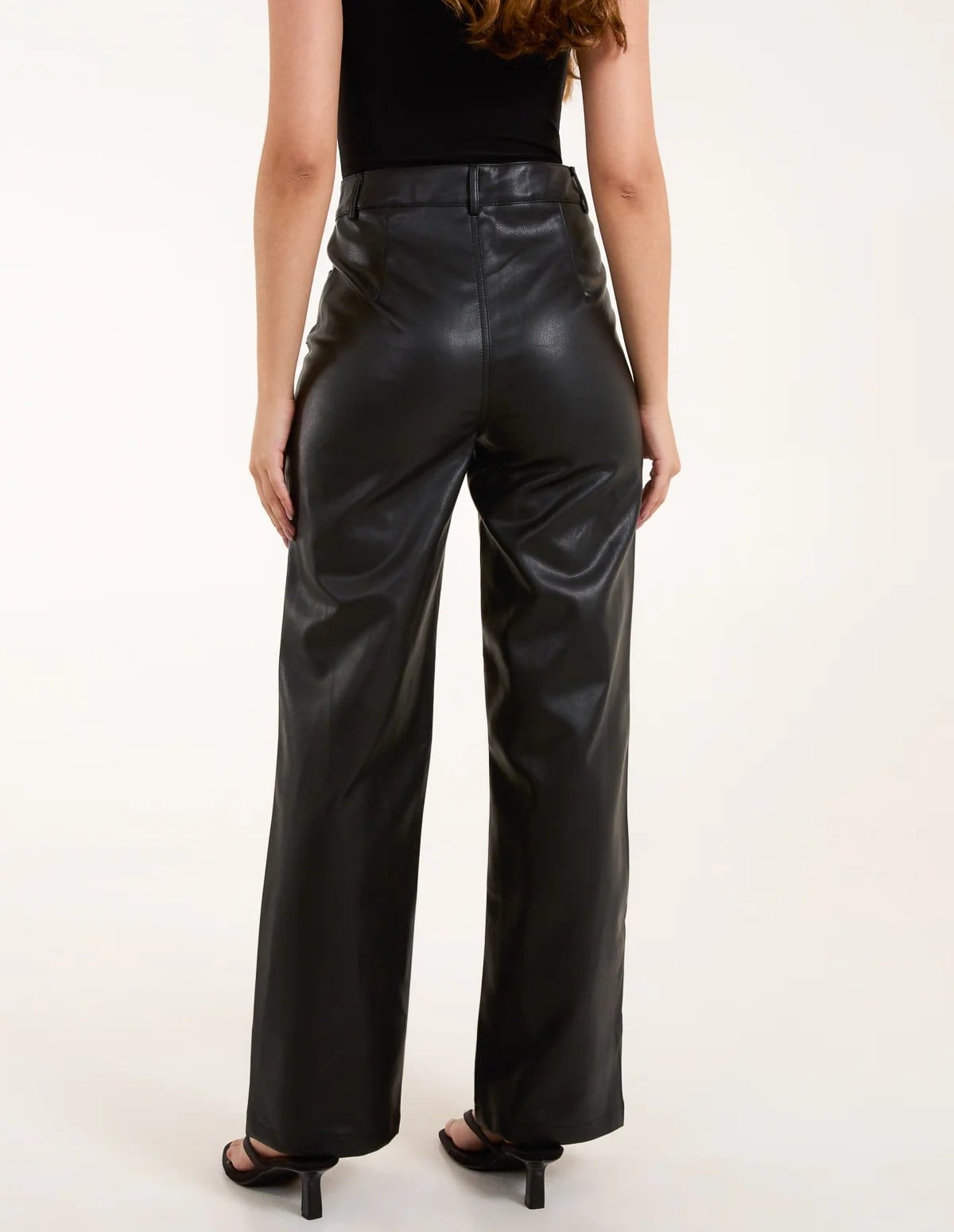 Blue Vanilla Faux Leather Straight Leg Trousers - 4