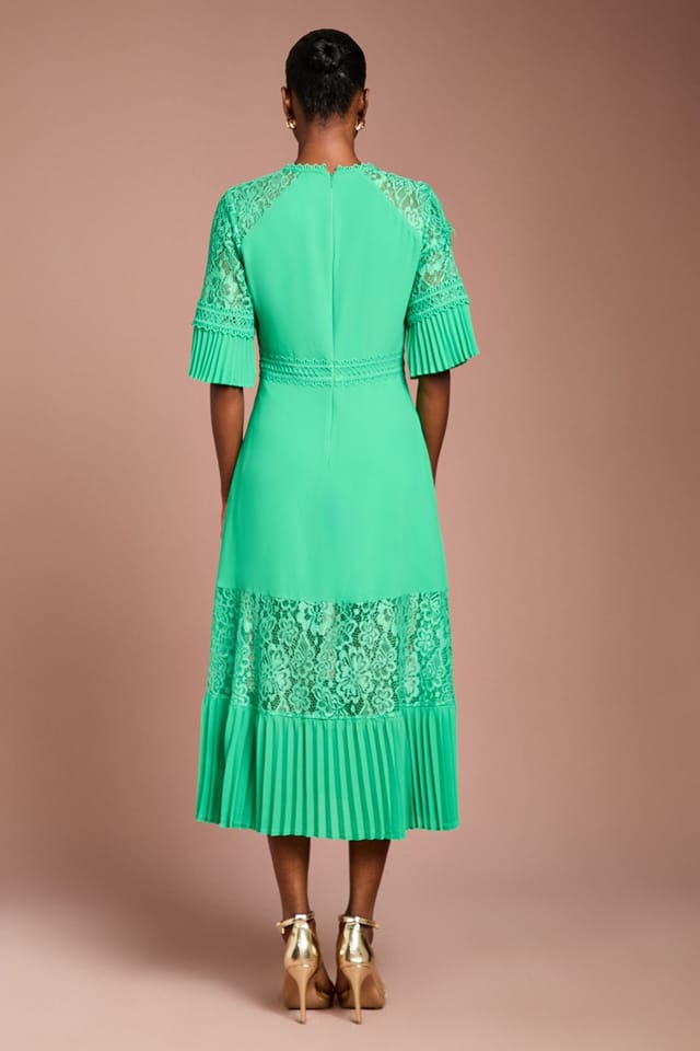 Coast Coast Women's Lace Insert Midi Dress in Green - 3