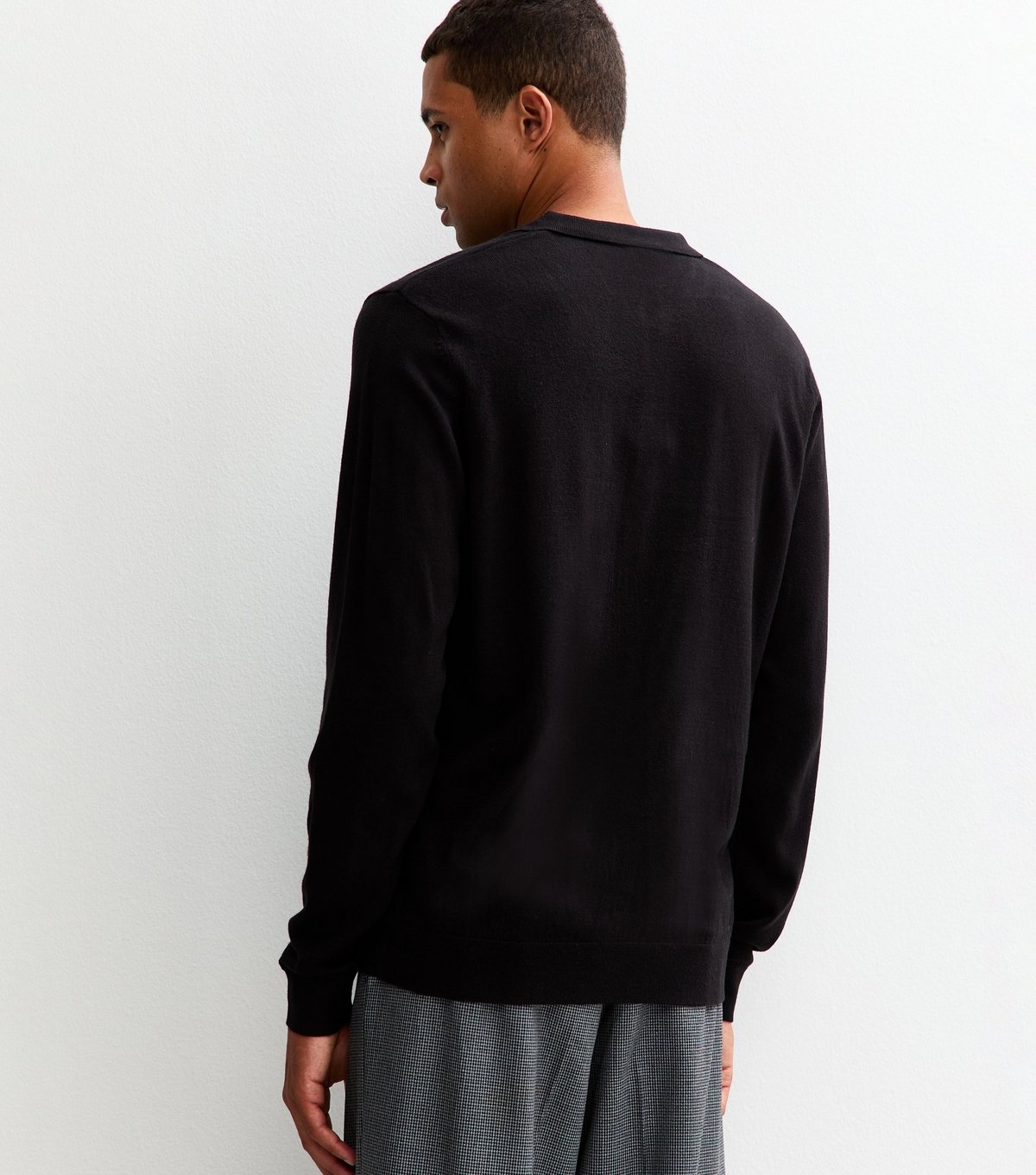 New Look Men's Black Regular Long Sleeve Polo Top New Look - 4