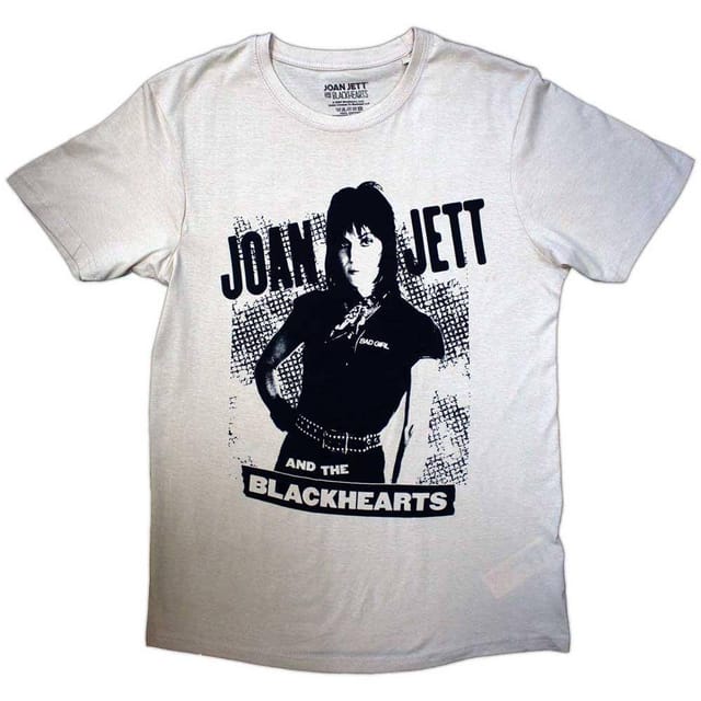 Joan Jett & The Blackhearts Joan Jett & The Blackhearts Men's Crosshatch T-Shirt in Light Sand - 2