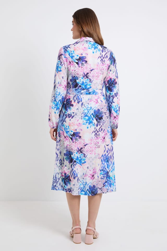 Wallis Wallis Women's Floral Wrap Midi Dress in Blue - 3