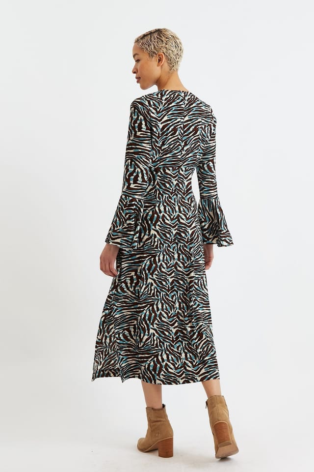 Louche Louche Women's Candra Roar Print Midi Dress in Brown - 2
