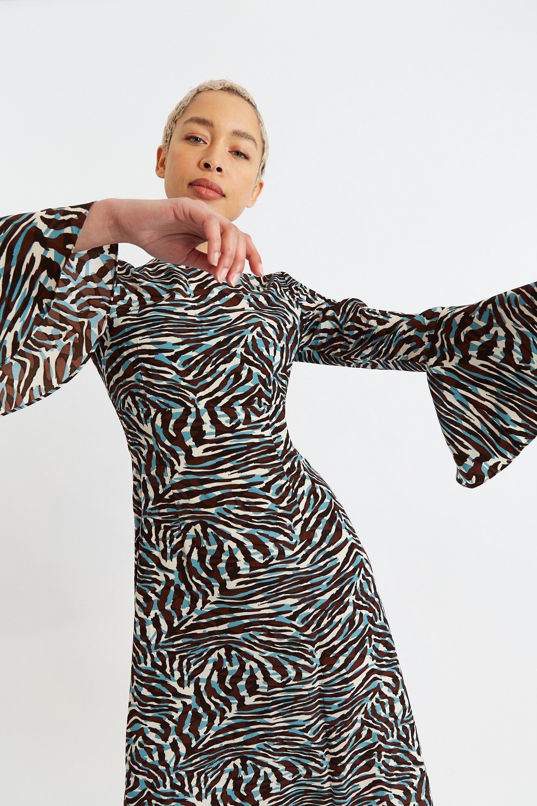 Louche Louche Women's Candra Roar Print Midi Dress in Brown - 4