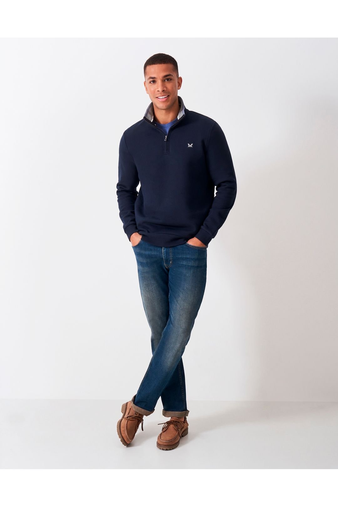 Crew Clothing Crew Clothing Men's Classic 1/2 Zip Sweat Navy in Dark Navy - 4