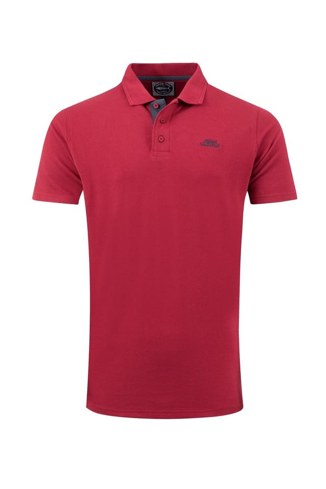 Weird Fish Weird Fish Men's Miles Pique Polo Shirt in Crimson - 2