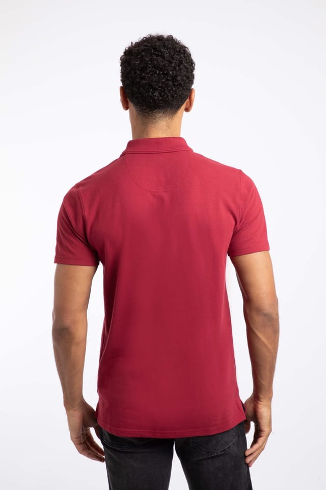 Weird Fish Weird Fish Men's Miles Pique Polo Shirt in Crimson - 3