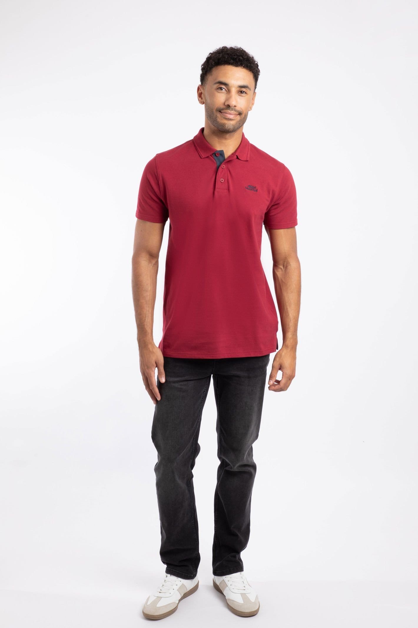 Weird Fish Weird Fish Men's Miles Pique Polo Shirt in Crimson - 4