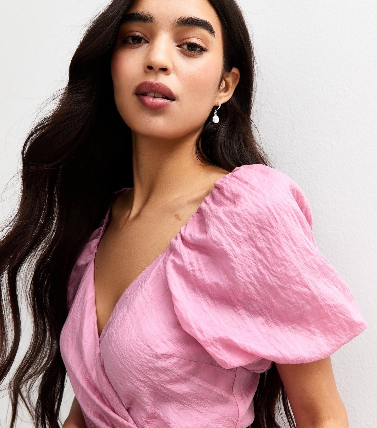 New Look Women's Light Pink Textured Wrap Ruffle Midi Dress New Look - 2