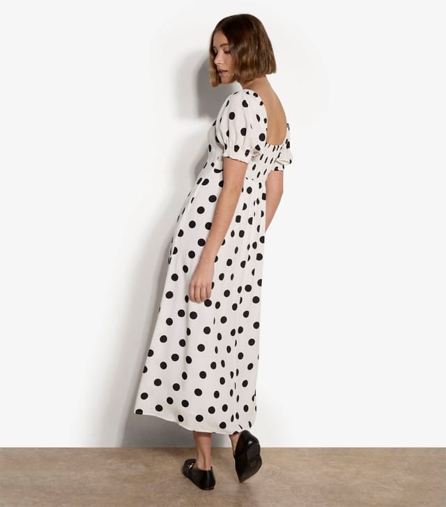 Apricot Women's White Polka Dot Bow Detail Midi Dress Apricot New Look - 3