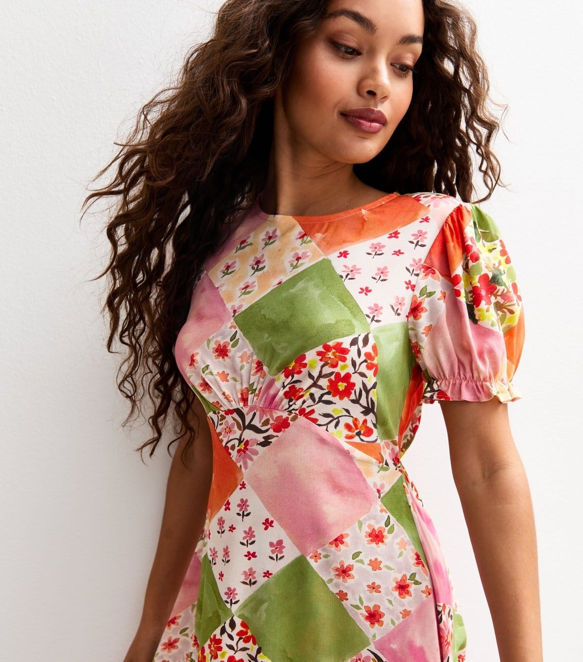 New Look Women's Petite Orange Patchwork Print Midi Dress New Look - 4