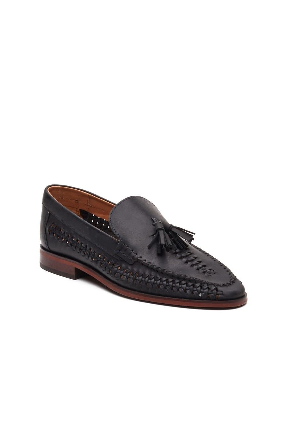 Base London Base London Men's Bracken Leather Weave Loafer in Navy