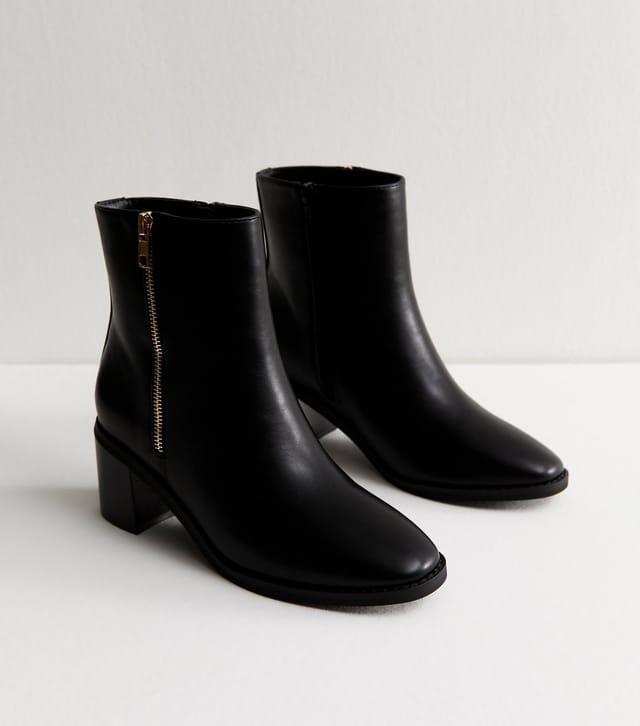 New Look Women's Black Faux Leather Double Side Zip Ankle Boots New Look - 3